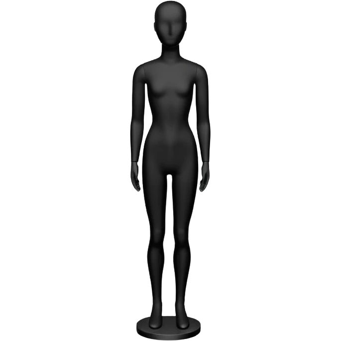 Minimalistic flat vector icon, iOS style, thin black contour on white background. Matte black mannequin in front of in 3D monochrome style. emoji