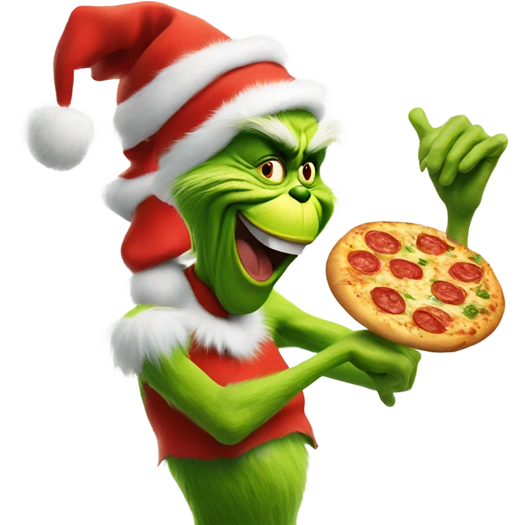 the grinch tossing pizza dough emoji