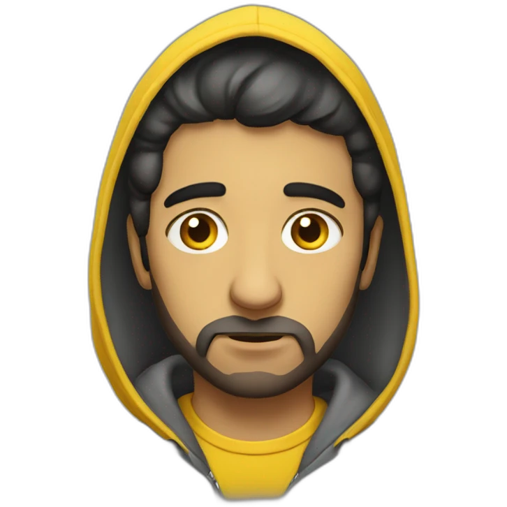 Armenian men  with yellow hoodie with sleepy face emoji