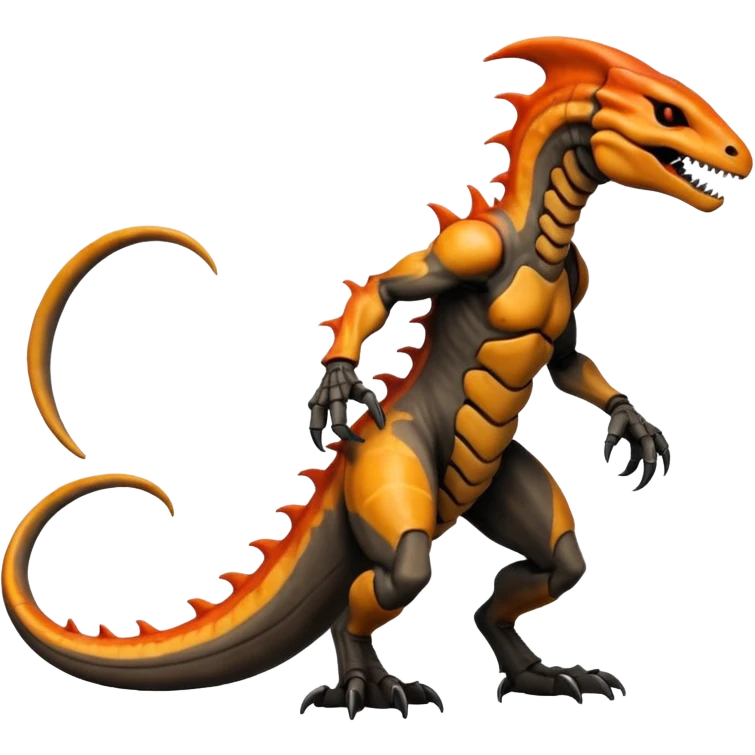 Marowak-Salandit-Xenomorph-hybrid-fantasy-creature (full body) with colored scale pattern markings emoji