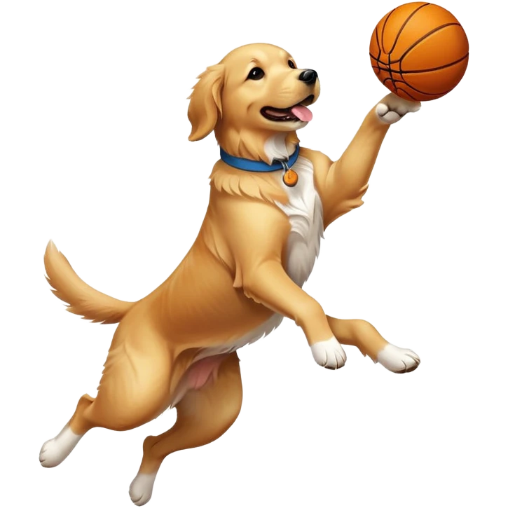 Dog shooting a fade away three emoji
