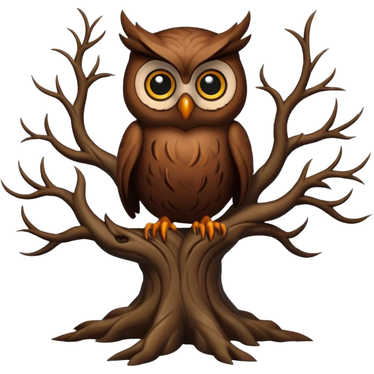 Dark creepy tree with brown owl emoji