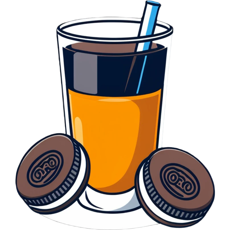 double stuffed Oreos with orange juice emoji