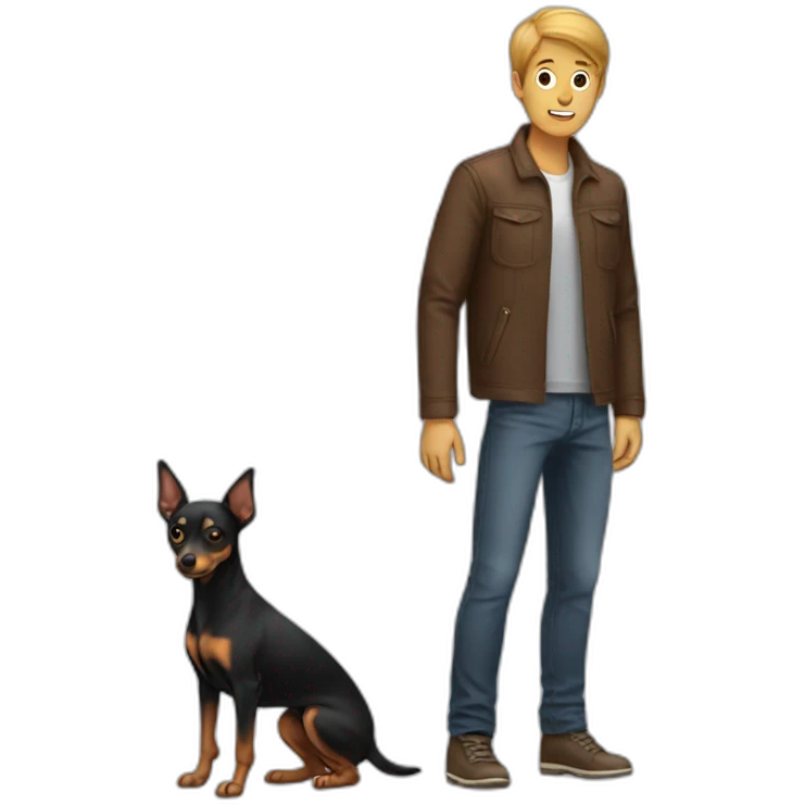 Short man turning into a pinscher emoji