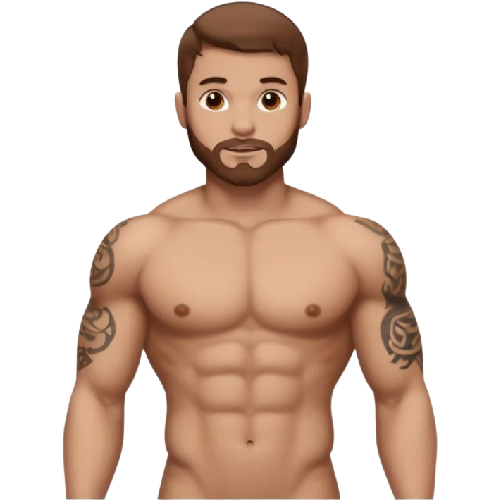 brown haired tattooed guy naked showing his big dick emoji
