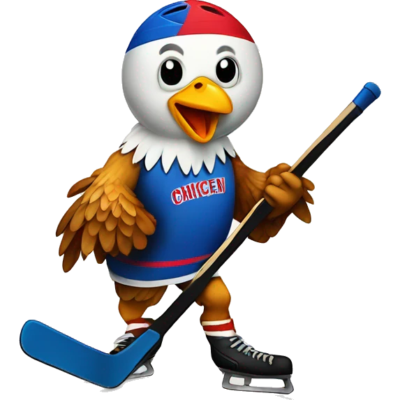 Chicken playing hockey emoji
