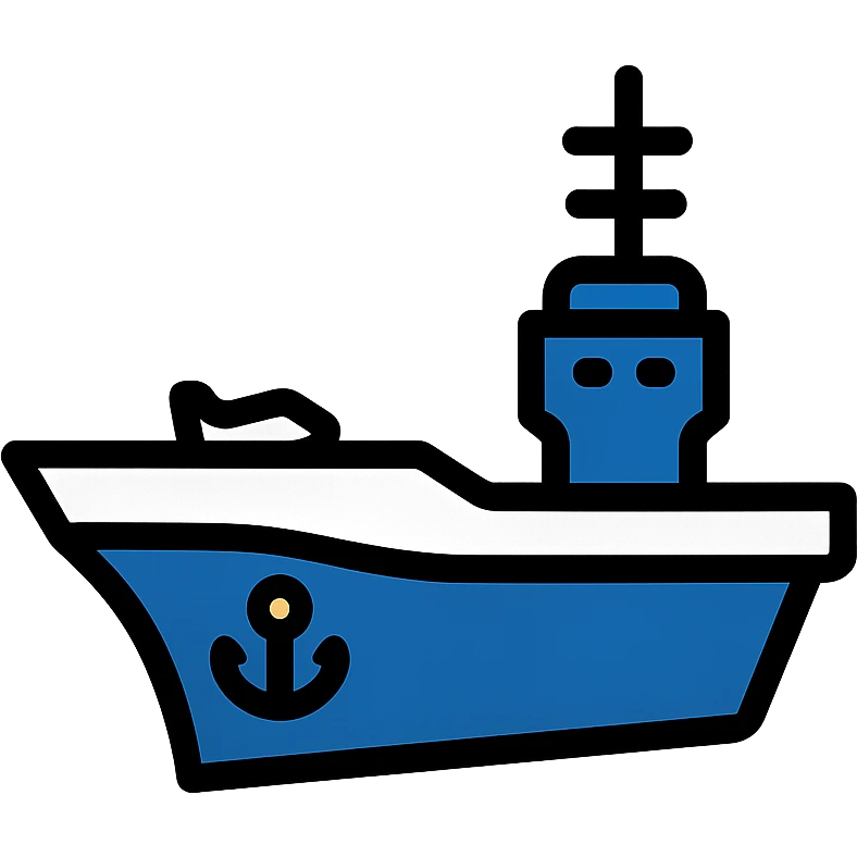 INS Vikrant, Indian Navy, simplified icon, flat style, navy blue and gray colors emoji
