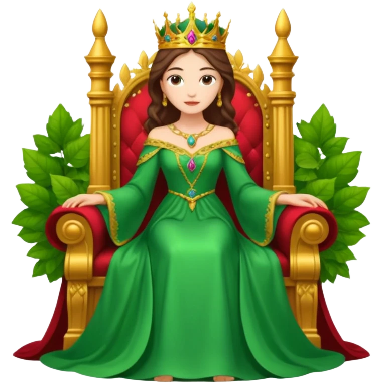 The Empress tarot card emoji inspired by Rider Waite Smith deck, regal woman on throne, surrounded by nature, concise and colorful emoji