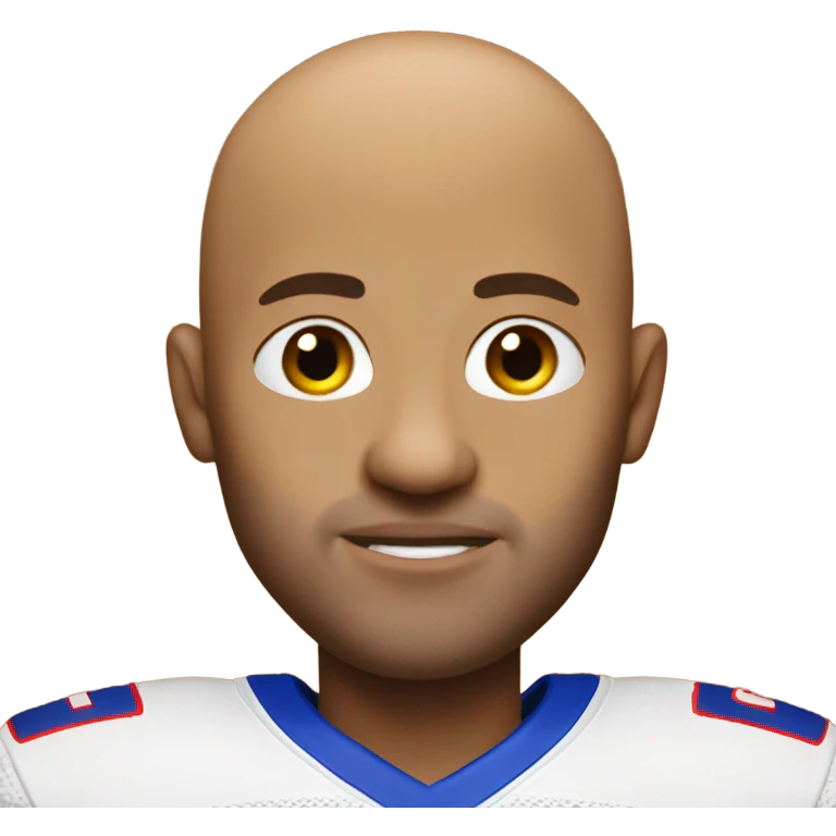 Bald guy with big ears wearing bills jersey emoji