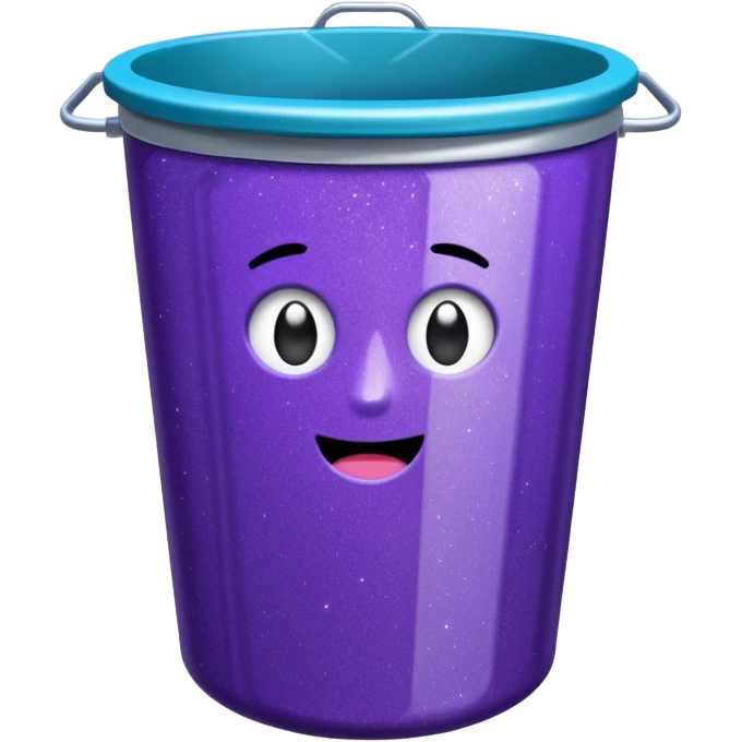 Glitter Purple and Cian  metal rubbish bin emoji