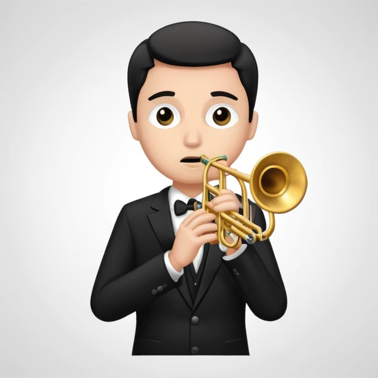 A very sad trumpet player emoji