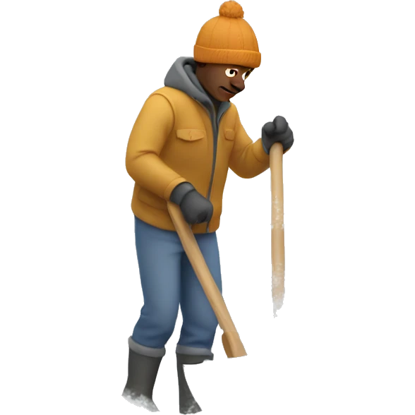 A man clearing snow in a warm country emoji