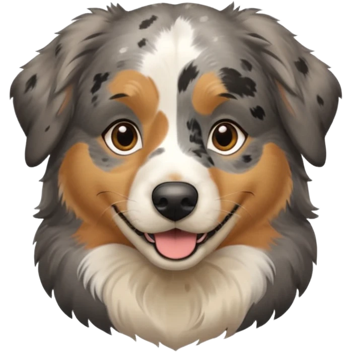 Australian Shepherd golden retriever tan eyebrows  black and speckled grey fur on chest.  emoji