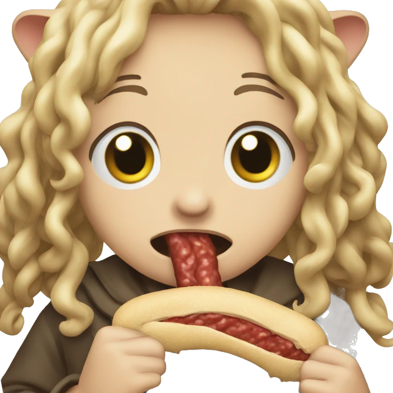 oskar eating a sasuage emoji