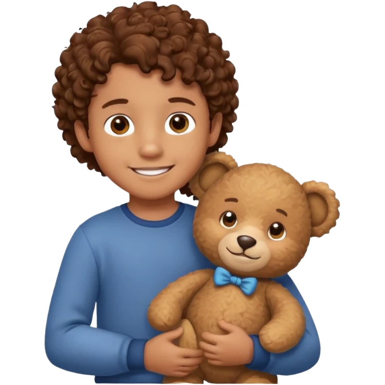 curly hair boy with bear  emoji