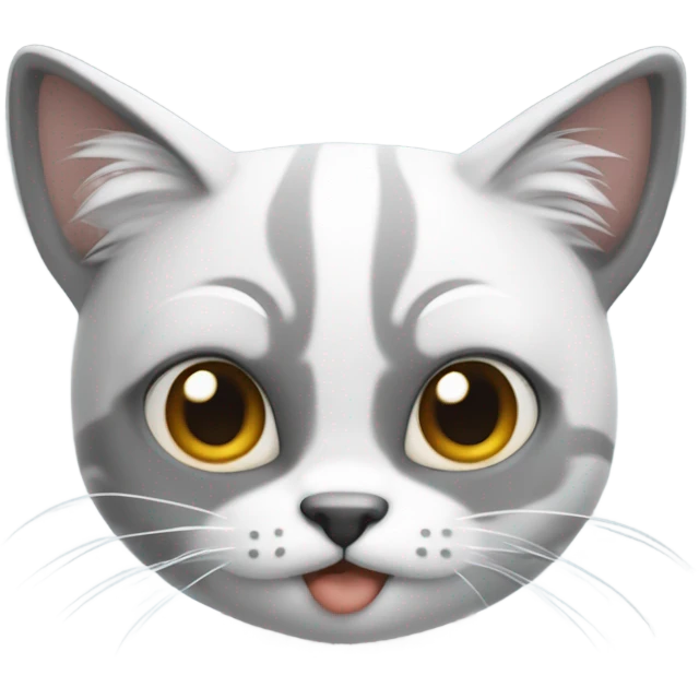 Gato blanco con dos manchas grises en la cara  emoji