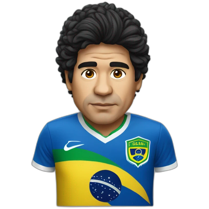 maradona with brazil soccer team shirt emoji