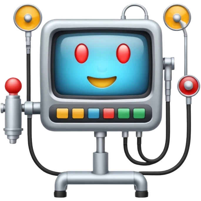 mesa de cirurgia com tv do lado emoji