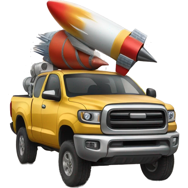 pick up truck and rocket strapped emoji