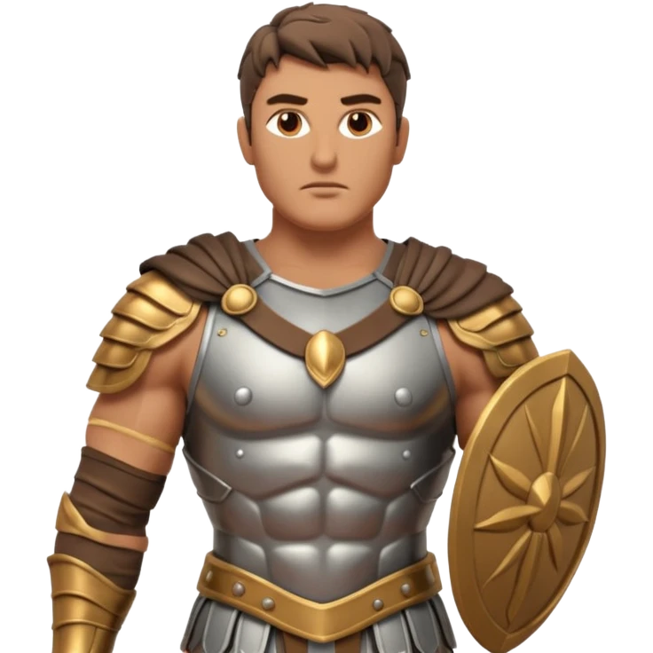 crea a un guerrero griego estoico, muy musculoso 3d, realista emoji