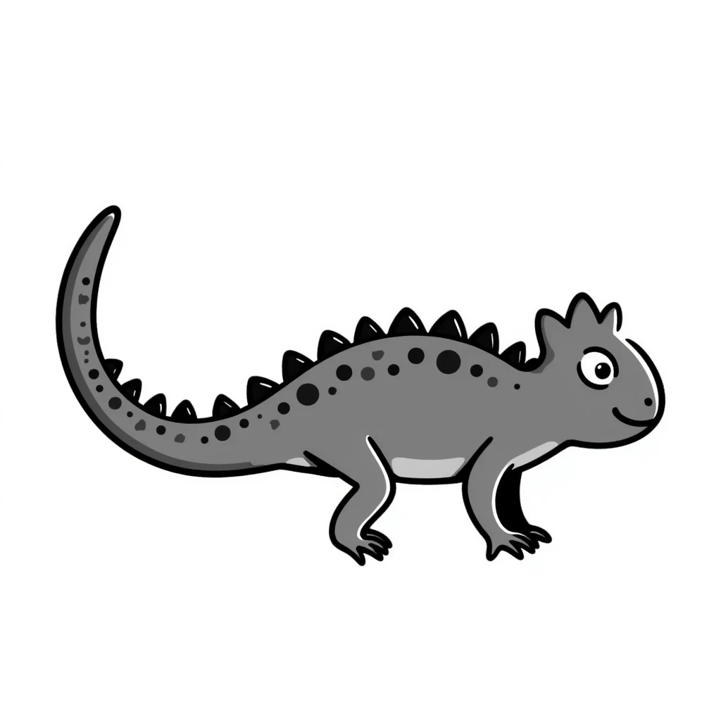 Hand-drawn iguana with spiky back and long tail emoji