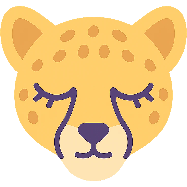 cheetah with long eyelashes color icon emoji