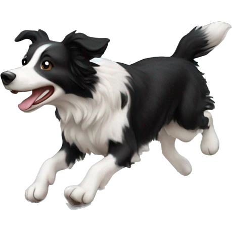 Anvil with border collie jumping over emoji