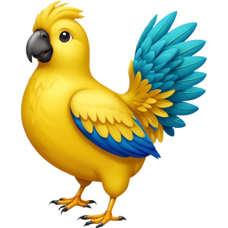 Pappagallo giallo e blu con il giallo sul petto le ali e la coda blu e la fronte poco poco verde emoji