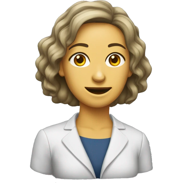 жінка у білій шляпці з планшетом в руці стоїть в аудиторії emoji