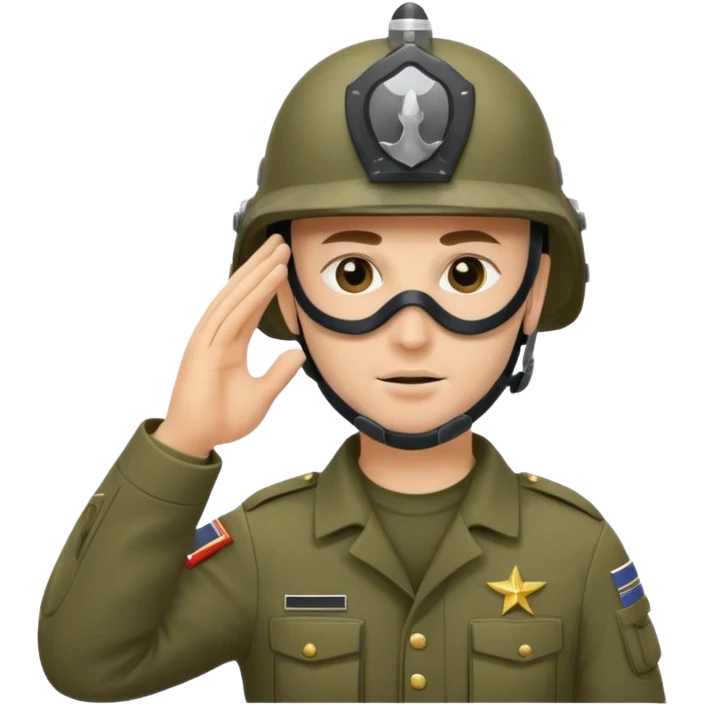 Soldier saluting with helmet + mask emoji
