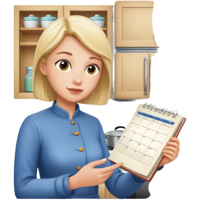 집, 냉장고, 레시피북, 달력, 사람 emoji