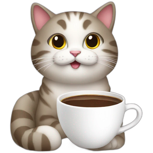 cat holding coffee cup emoji