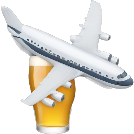 Plane drinking beer emoji