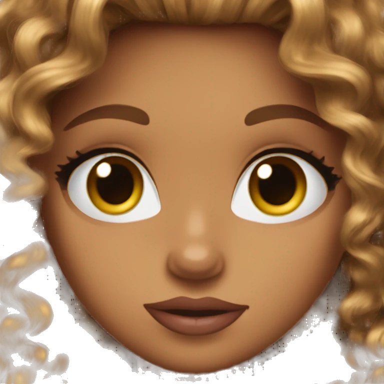 bratz doll face with brown curly hair emoji