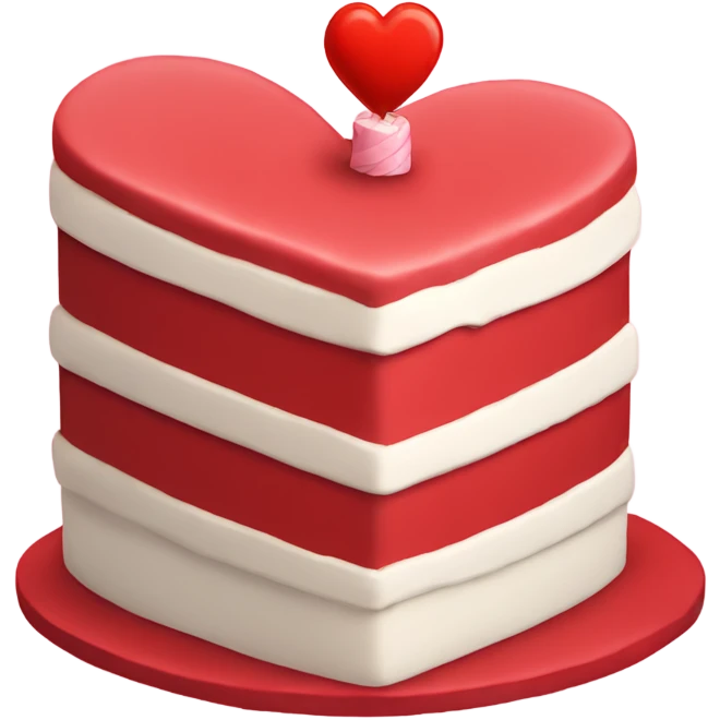 Red heart shaped birthday cake  emoji