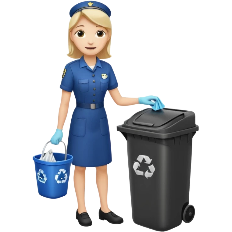 full side body housekeeper put the trash in can emoji