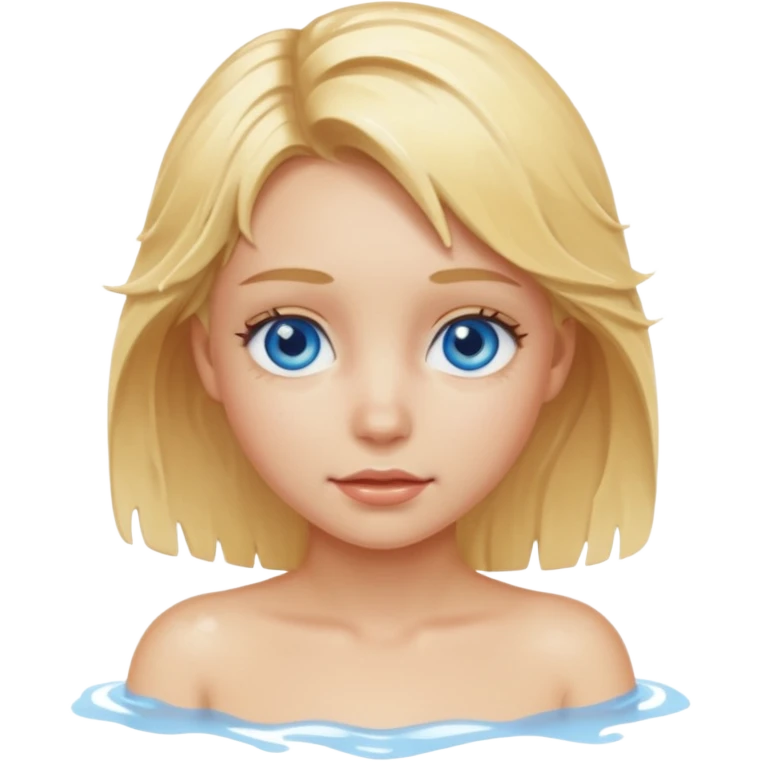 blonde girl with hair up out of shower with blue eyes  emoji