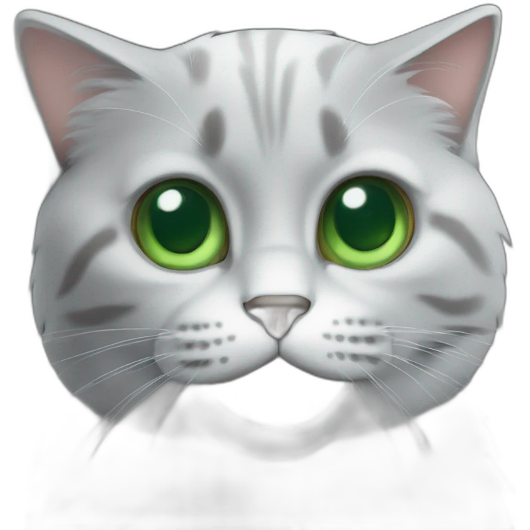 Un chat gris engora aux yeux vert emoji