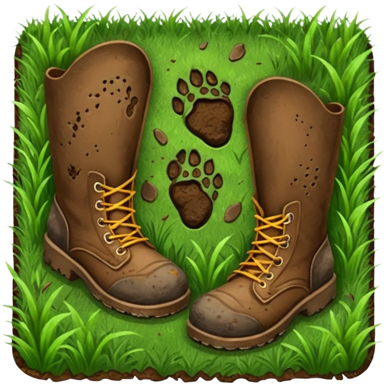 pair of boot shoeprints in the grass emoji
