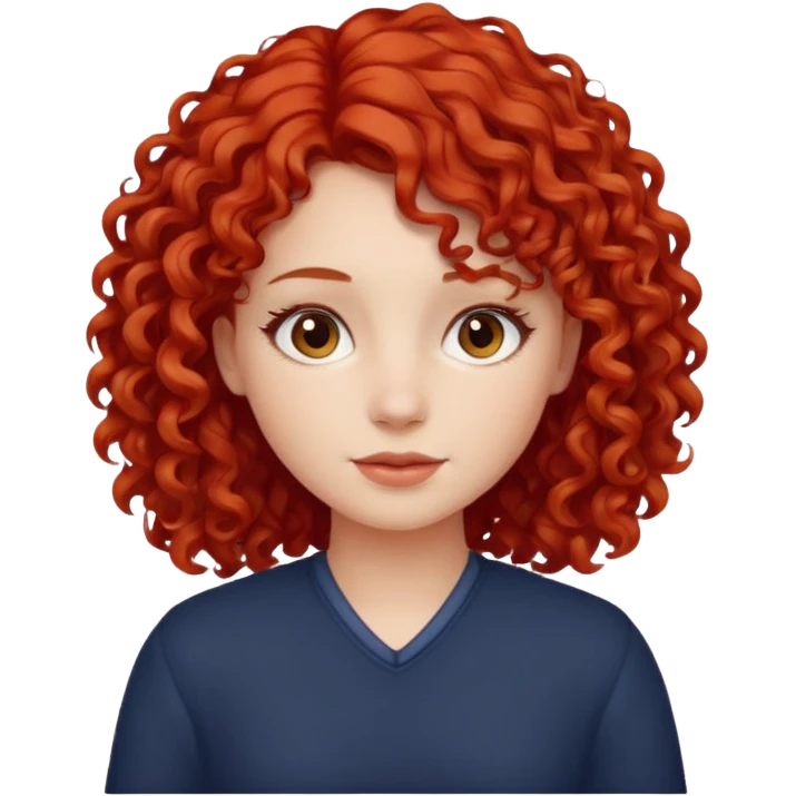 Menina ruiva cacheada de cabelo medio emoji