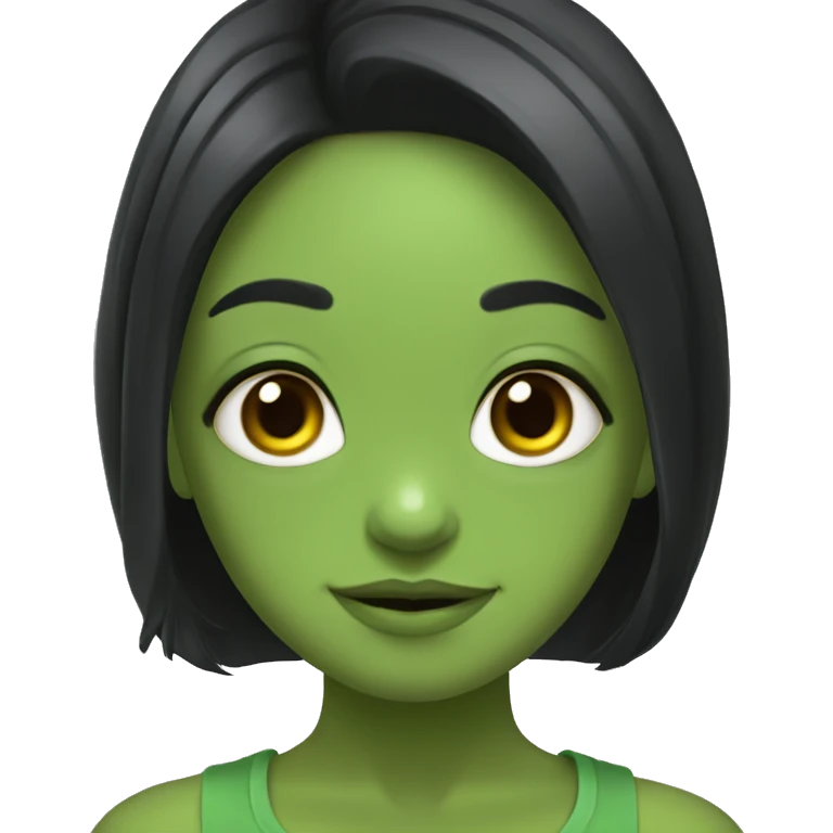 Frog mixed with white human girl with black hair emoji