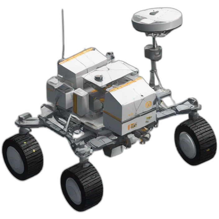 Yutu rover, four-wheeled, small satellite Antenna equiped，two robotic Arms equiped，isometric emoji