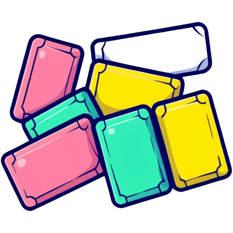 a pack of chewing gum with some pieces coming out, colorful gum sticks emoji