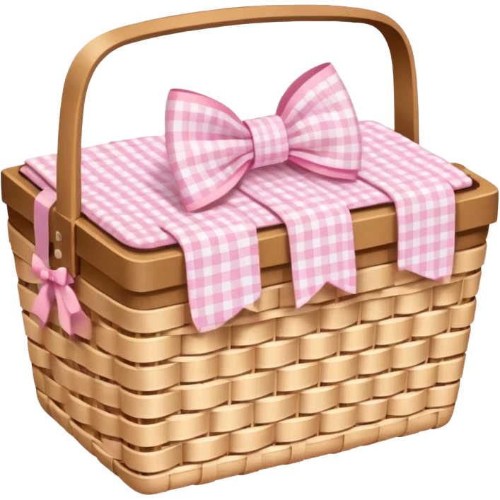 picnic basket tied with a pastel pink bow emoji