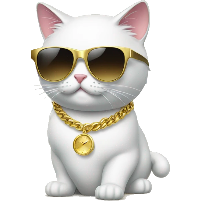 with luxury gold watch Cat with sunglasses emoji