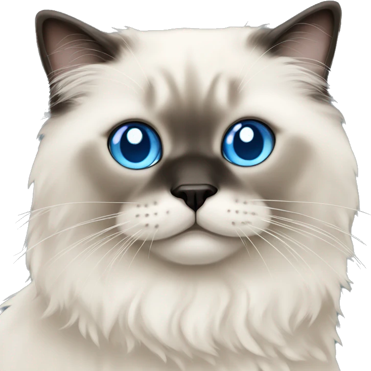 Fluffy seal.colorpoint ragdoll cat with  blue eyes emoji