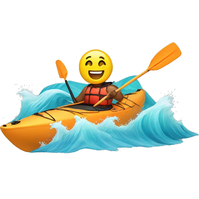 Happy kayak in waves emoji