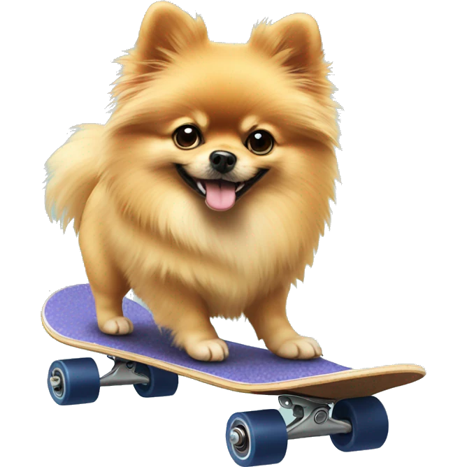 Pomeranian on a skateboard emoji