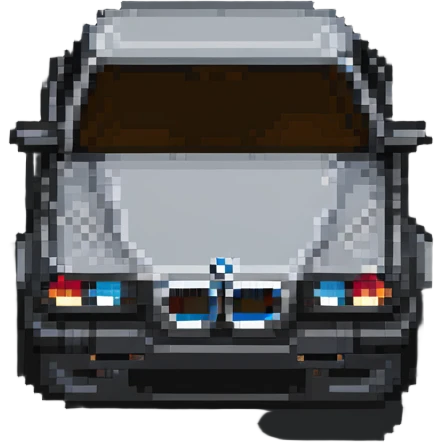 BMW car with kidney grille in Minecraft style emoji