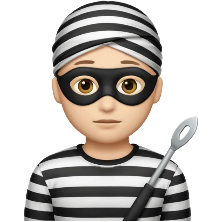 A 3 theif robber emoji,Stripped shirt,eye mask, black head. emoji